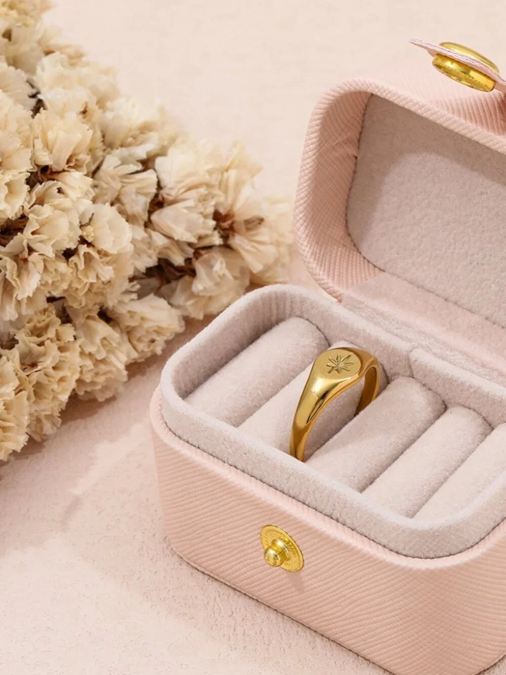 18K Gold Plated North Star Compass Ring Stainless Steel Ring for Women Dainty